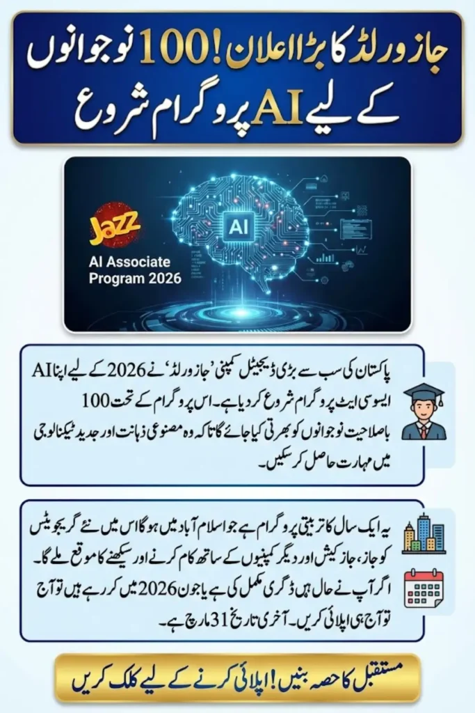 JazzWorld AI Associate Program 2026: 100 AI-First Career Opportunities for Graduates in Pakistan
