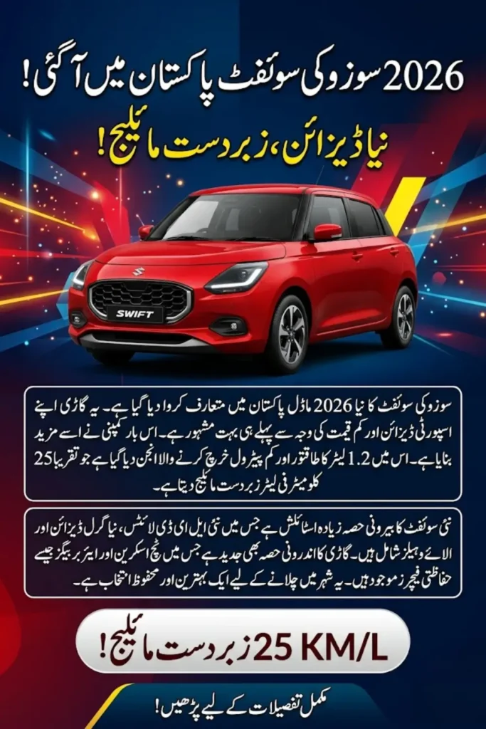 2026 Suzuki Swift Launched with 25 KMPL Mileage, Smart Features and Sporty Design