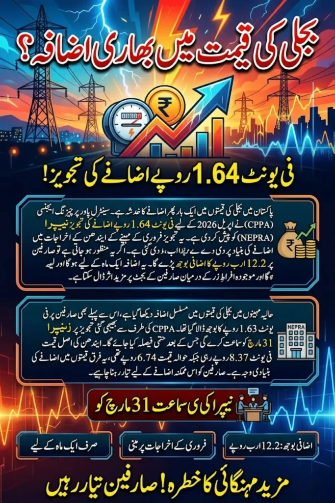 Electricity Price Increase April 2026 – Rs 1.64 Per Unit Hike Proposed Under Fuel Cost Adjustment