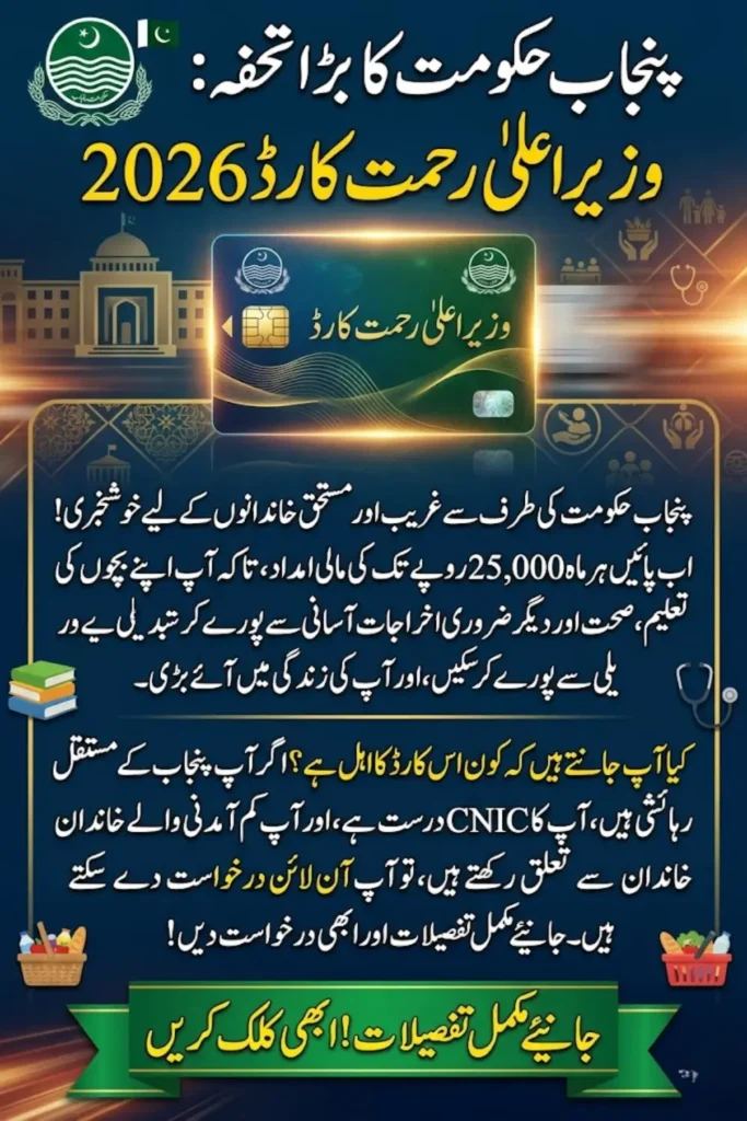 Punjab CM Rehmat Card 2026 – Get Rs 25,000 Monthly Payment, Eligibility, and Online Registration Guide