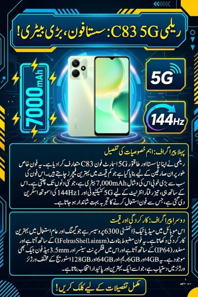 Realme C83 5G Launched with 7,000mAh Battery, 144Hz Display and Dimensity 6300 Chipset