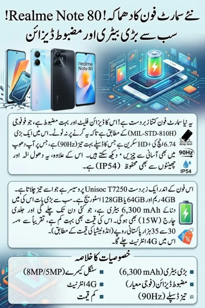 Realme Note 80 Launched with 6,300mAh Battery and 90Hz Display