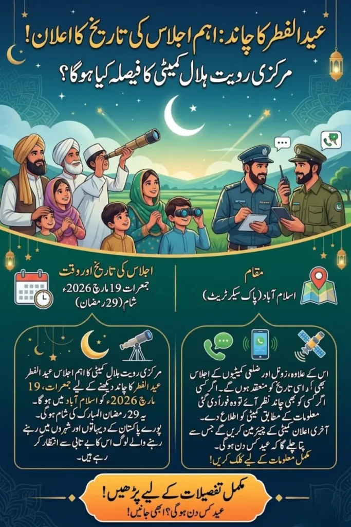 Ruet-e-Hilal Committee to Meet on March 19, 2026 for Shawwal Moon Sighting in Pakistan