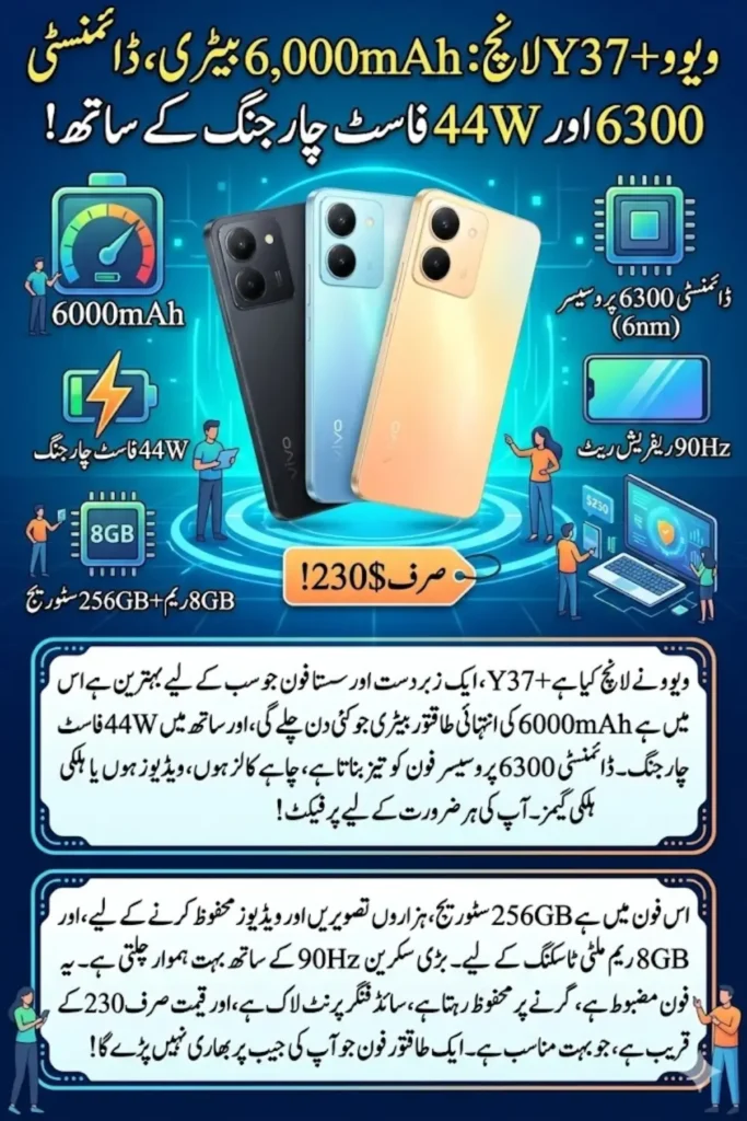 Vivo Y37+ Launches with Dimensity 6300, 6,000mAh Battery and 44W Fast Charging