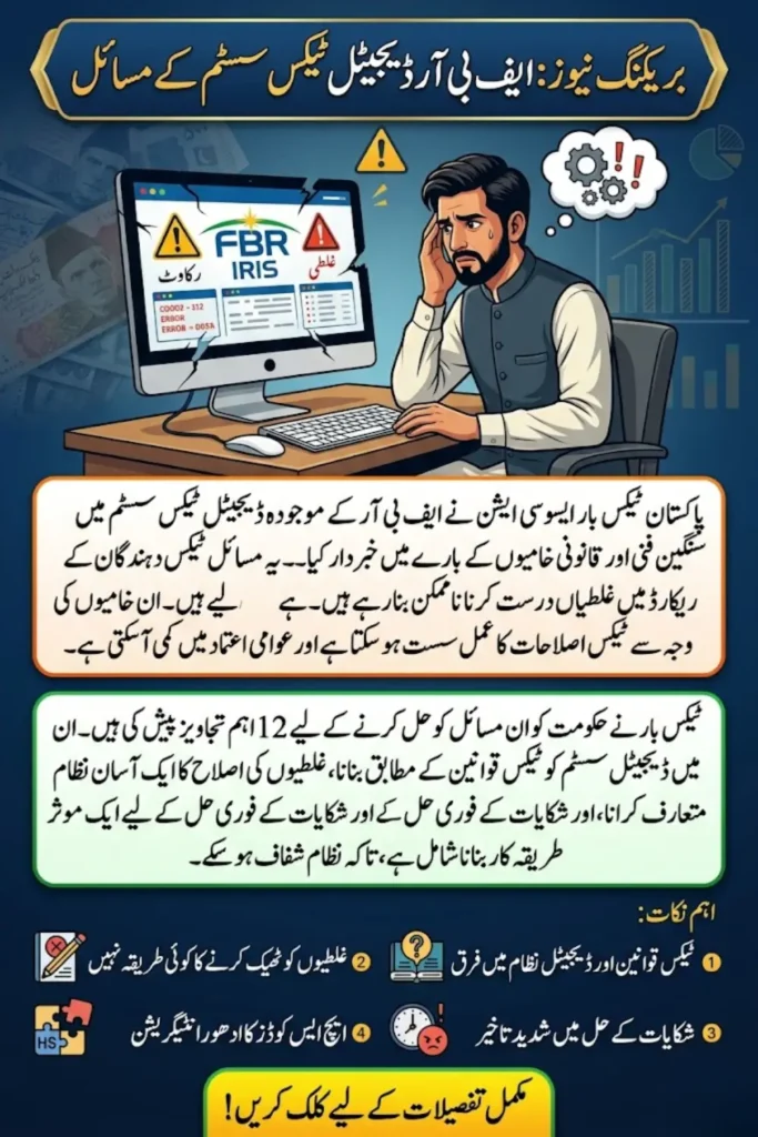 FBR Digital Tax System Issues 2026: PTBA Demands Urgent Reforms and System Fixes