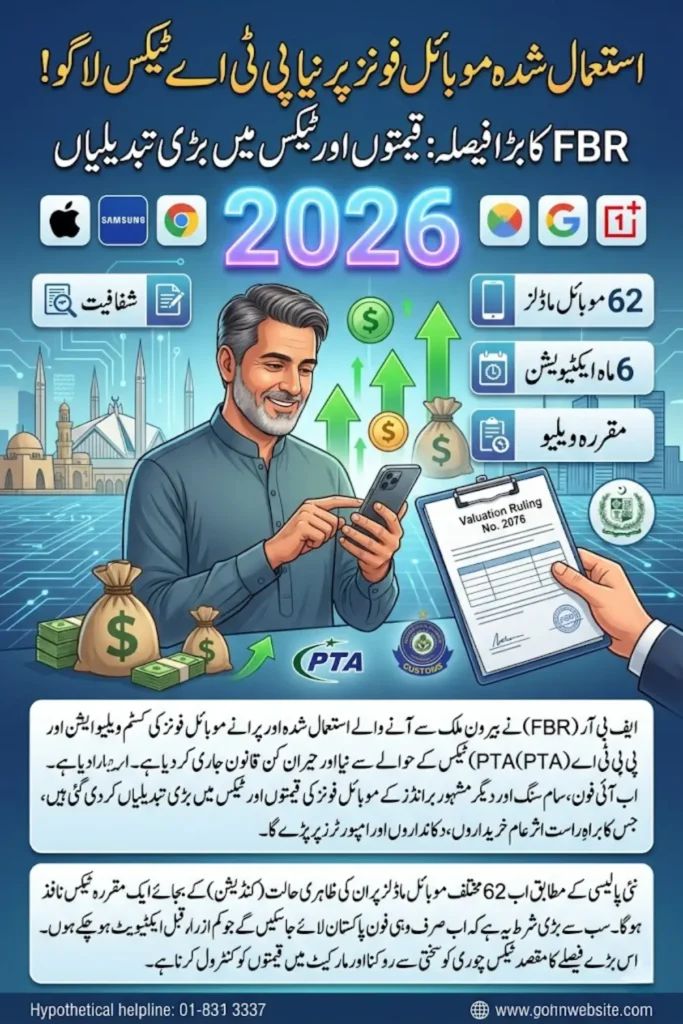 FBR PTA Tax on Used Mobile Phones 2026 – Updated Customs Values, iPhone, Samsung, Pixel & Import Rules in Pakistan