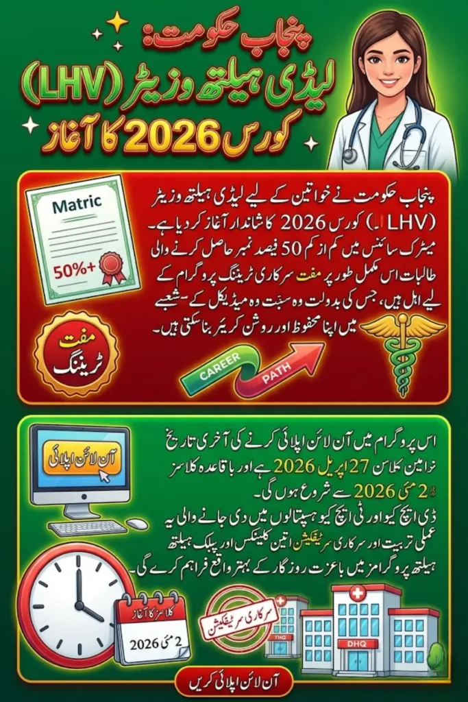 Lady Health Visitor Course 2026 Punjab – LHV Admission, Eligibility, Last Date & Apply Online Guide