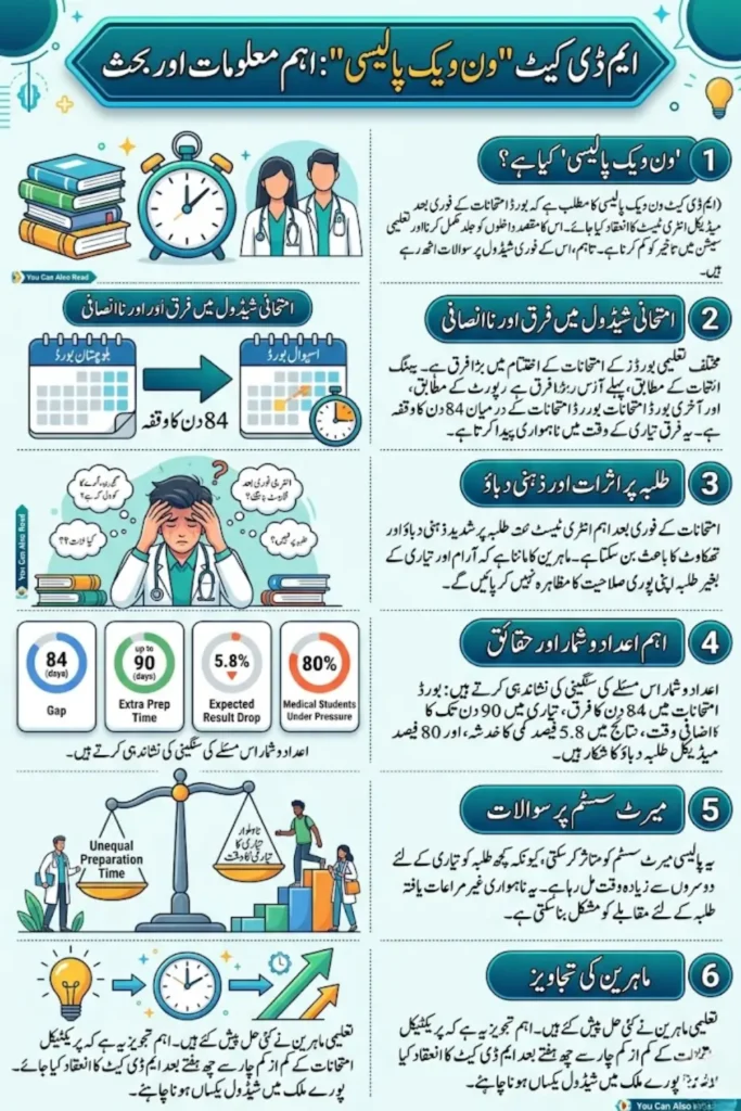 MDCAT One Week Policy Criticism – Exam Gap, Student Stress and Fairness Issues in Pakistan