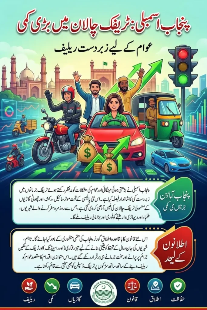 Punjab Assembly Announces Reduction in Traffic Fines 2026 – New Challan Rates, Vehicle-Wise Details & Law Update