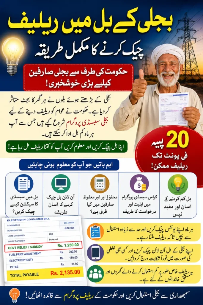 How to Check Electricity Bill Relief & Subsidy in Pakistan 2026 – Complete Guide to Bill Relief Program