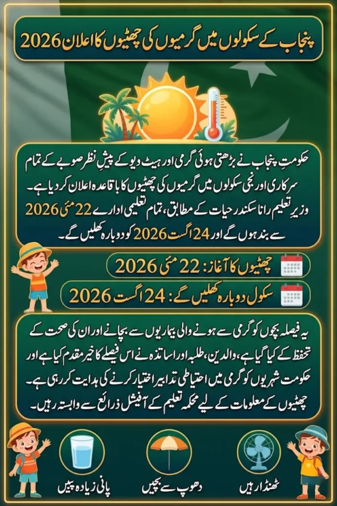 Punjab School Summer Vacations 2026 Announced guide for parents and students