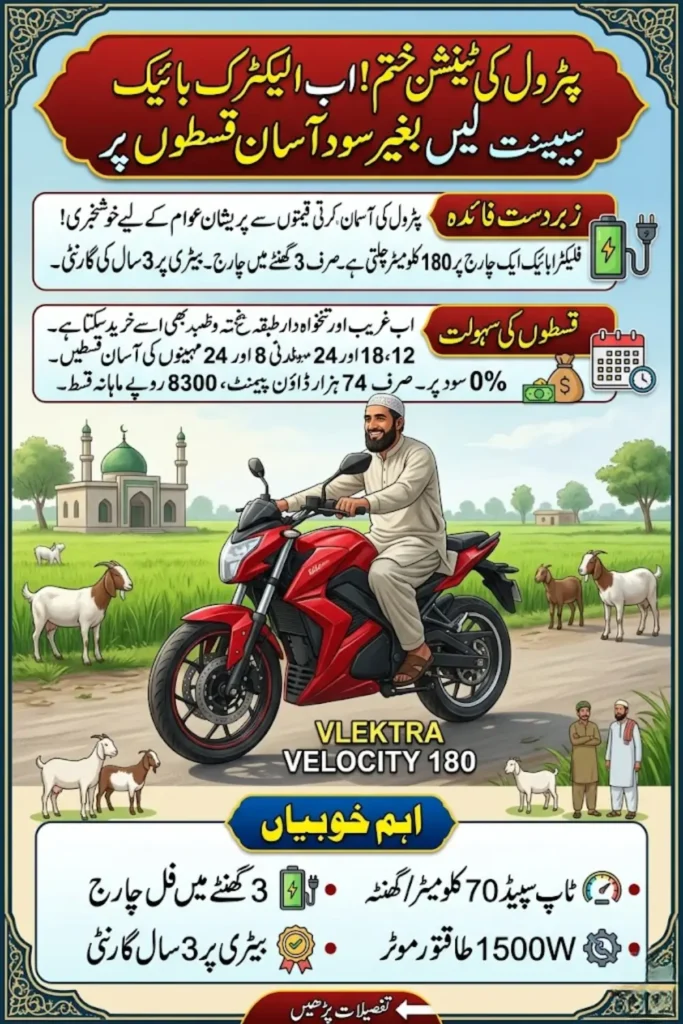 Vlektra Velocity 180 Electric Bike Introduces Zero Markup Installment Plans in Pakistan